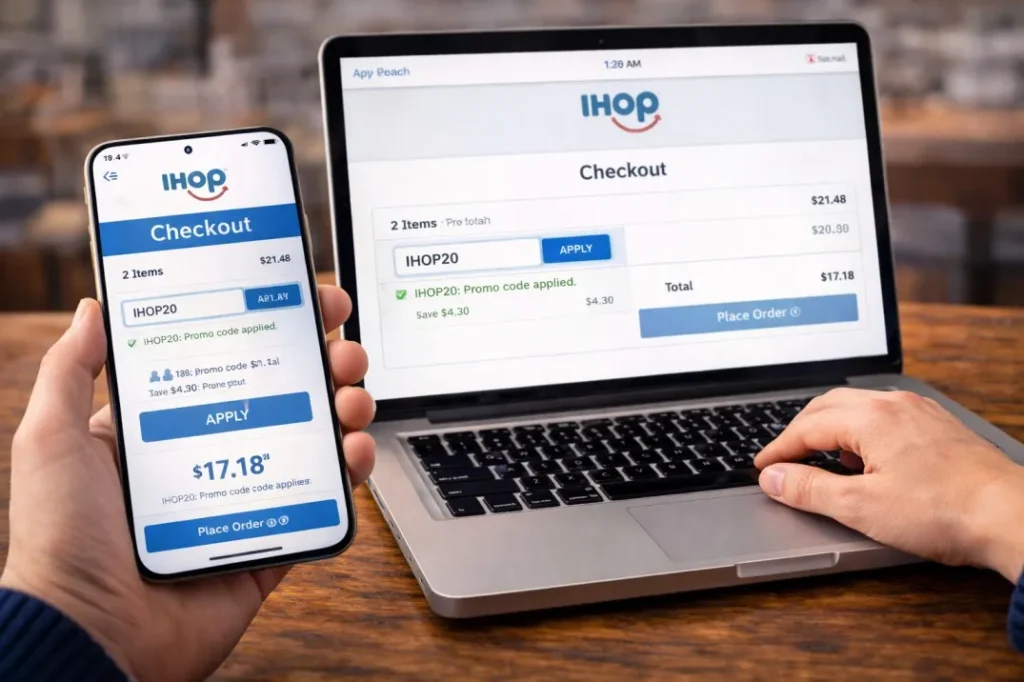 Applying IHOP promo code in restaurant